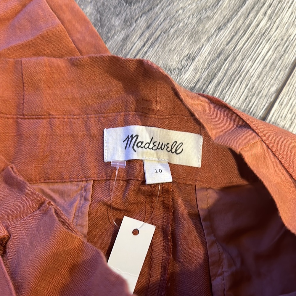 NEW • Madewell • Women’s Linen-Blend Paperbag Pants Burnt Orange 10 / 14 - Picture 5 of 7